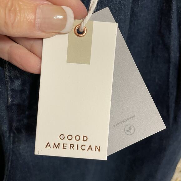 Good American 90s PLEATED TROUSER JEAN Size 10/30 Indigo Blue Denim Wide Leg NEW - Picture 8 of 12